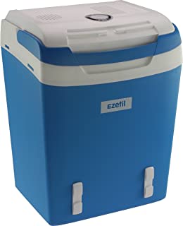 Ezetil 10776970 S – Nevera portatil electrica 32 M 12-230 V Correa Fijacion- Clase de eficiencia energetica A + +- Acero Azul- 29 L
