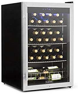 Klarstein Falcon Crest 2020 Edition - Nevera para bebidas- Vinoteca- Volumen 128 litros- Capacidad 48 botellas tamano estandar- Rango de temperatura 4-18°C- Cerradura 2 llaves- Gris metalizado