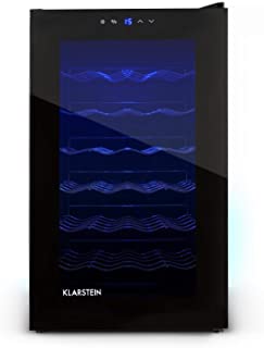 Klarstein MKS-2 Cava - Nevera para vinos- capadidad 28 botellas equivalente a 70 Litros max- 6 Estantes- panel de control tactil- Temperatura regulable 8°- 18° C- LED interior- Negro