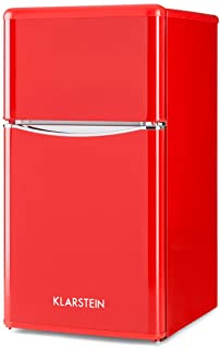 Klarstein Monroe Red 2020 Edition - Nevera con congelador- Frigorifico combi- Minibar- Capacidad total 85 L- 40 dB- Estantes de cristal- Eficiencia energetica clase A+- Estilo vintage- Rojo