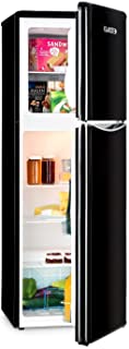 KLARSTEIN Monroe XL Black - Nevera- Congelador- Frigorifico congelador Combi- Diseno de los anos 50- Silencioso- 97l- Congelador de 39l- 3 Baldas de Vidrio- 70W- Negro