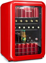 KLARSTEIN Poplife Nevera de Bebidas - A+ 115 litros- 0-10°C- Puerta con Doble acristalado- Iluminacion LED- Solo 39 dB- Nevera Retro- Mininevera- Rojo [Eficiencia Energetica Clase A+]