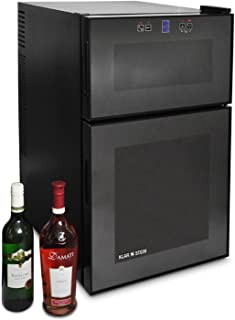 KLARSTEIN Vinoteca (24 Botellas- 68 litros- 2 Compartimentos de refrigeracion Independiente- Panel de Control tactil- iluminacion LED- Funcionamiento silencioso) - Negro