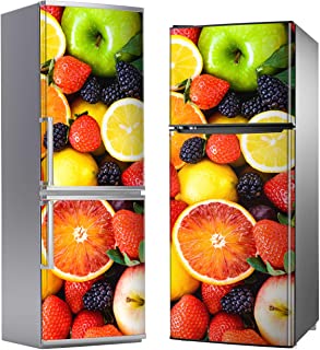 MEGADECOR Vinilo Adhesivo Decorativo para Nevera con Diseno de Frutas- Varias Medidas (185cm x 70cm)