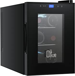 MyWave MWWT 6B- Vinoteca Para 6 Botellas Vertical- Capacidad De 20 Litros- Enfriamiento Termoelectrico- Color negro