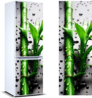 Pegatinas Vinilo para Frigorifico Rama bambu Gotas Agua - Varias Medidas 185 x 60 cm - Adhesivo Resistente y de Facil Aplicacion - Pegatina Adhesiva Decorativa de Diseno Elegante